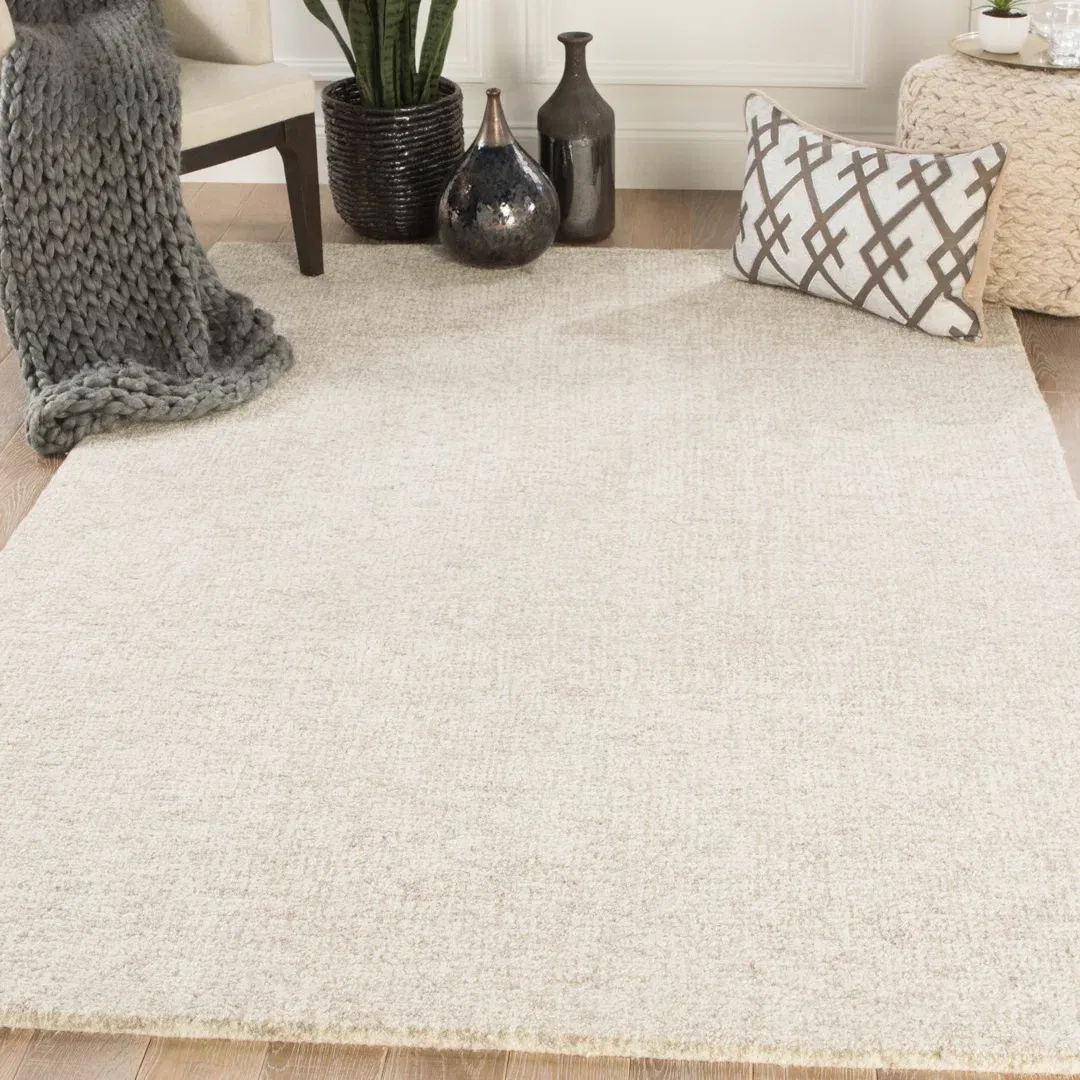 Richmond Solid Hand-Tufted Wool Ivory/Gray Area Rug large image 