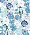 Perennial Blooms Blue Peel & Stick Wallpaper, by York Wall, 16'6" length x 1'8.5" width x 0.02" depth thumbnail