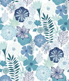 Perennial Blooms Blue Peel & Stick Wallpaper, by York Wall, 16'6" length x 1'8.5" width x 0.02" depth thumbnail