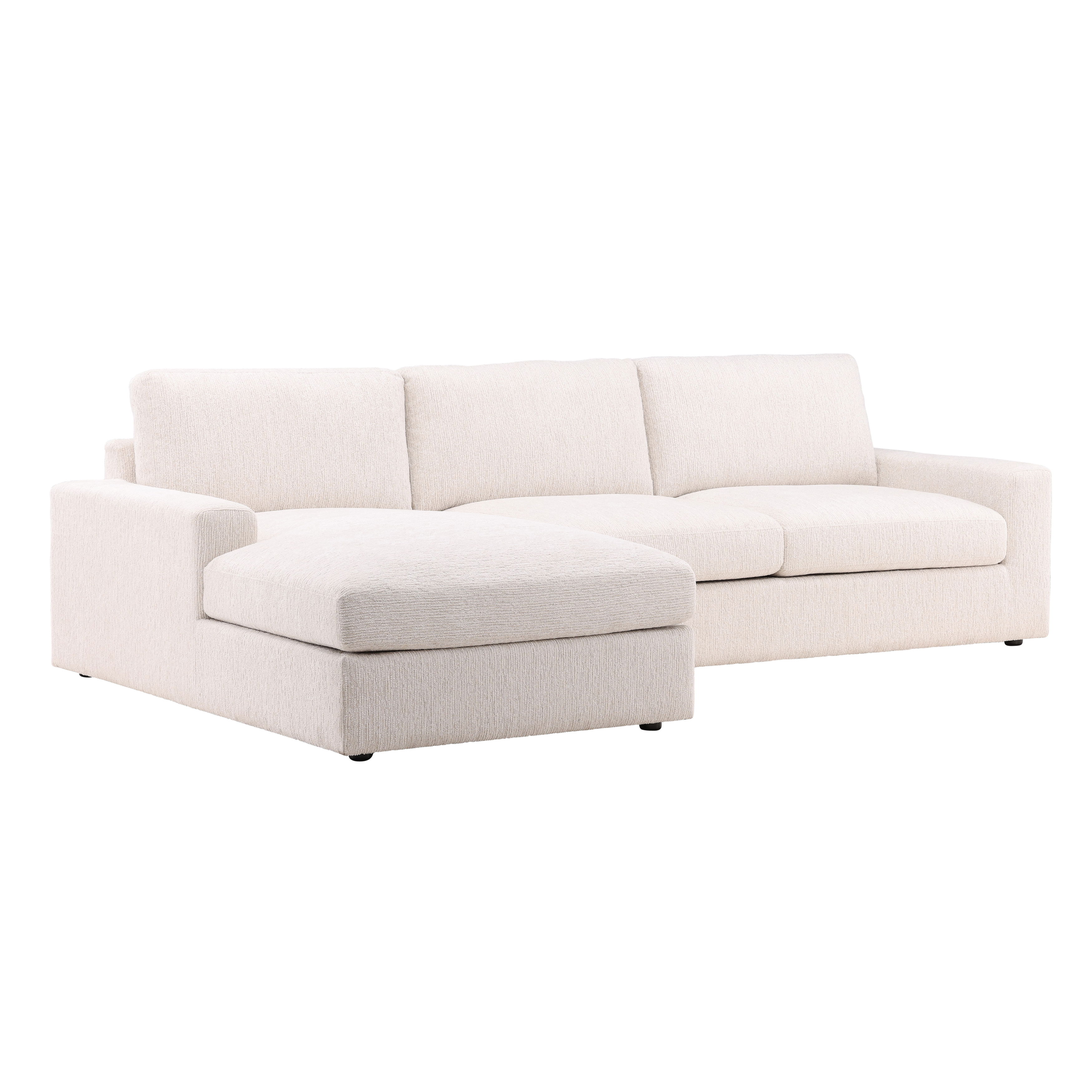 Bryce Chaise Sectional Cream, Sectional Sofa by Dovetail, 115" width x 34.68" height x 74.5" depth View 1
