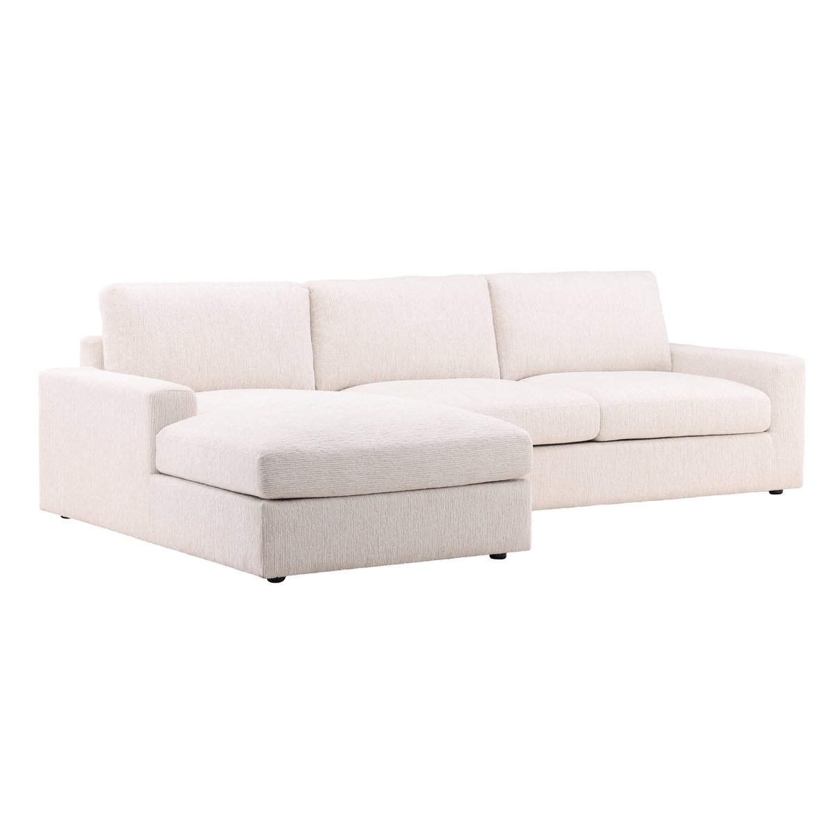 Bryce Chaise Sectional Cream, Sectional Sofa by Dovetail, 115" width x 34.68" height x 74.5" depth View 1