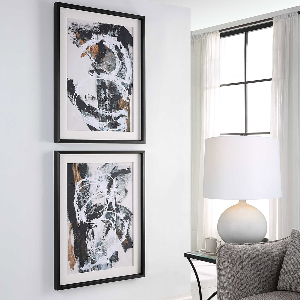 Winterland Abstract Prints Set/2, Art by Uttermost, 30.75" width x 38.75" height x 2" depth View 4