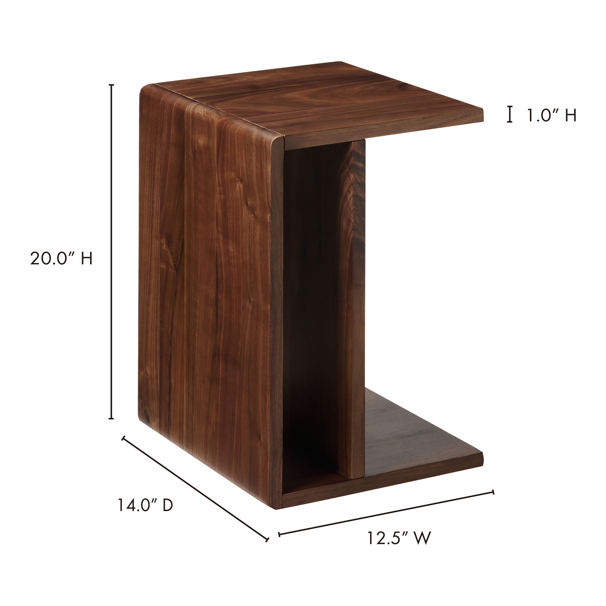 Hiroki Accent Table Brown, Side & End Table by Moe's Home, 12.5" width x 20" height x 14" depth View 5
