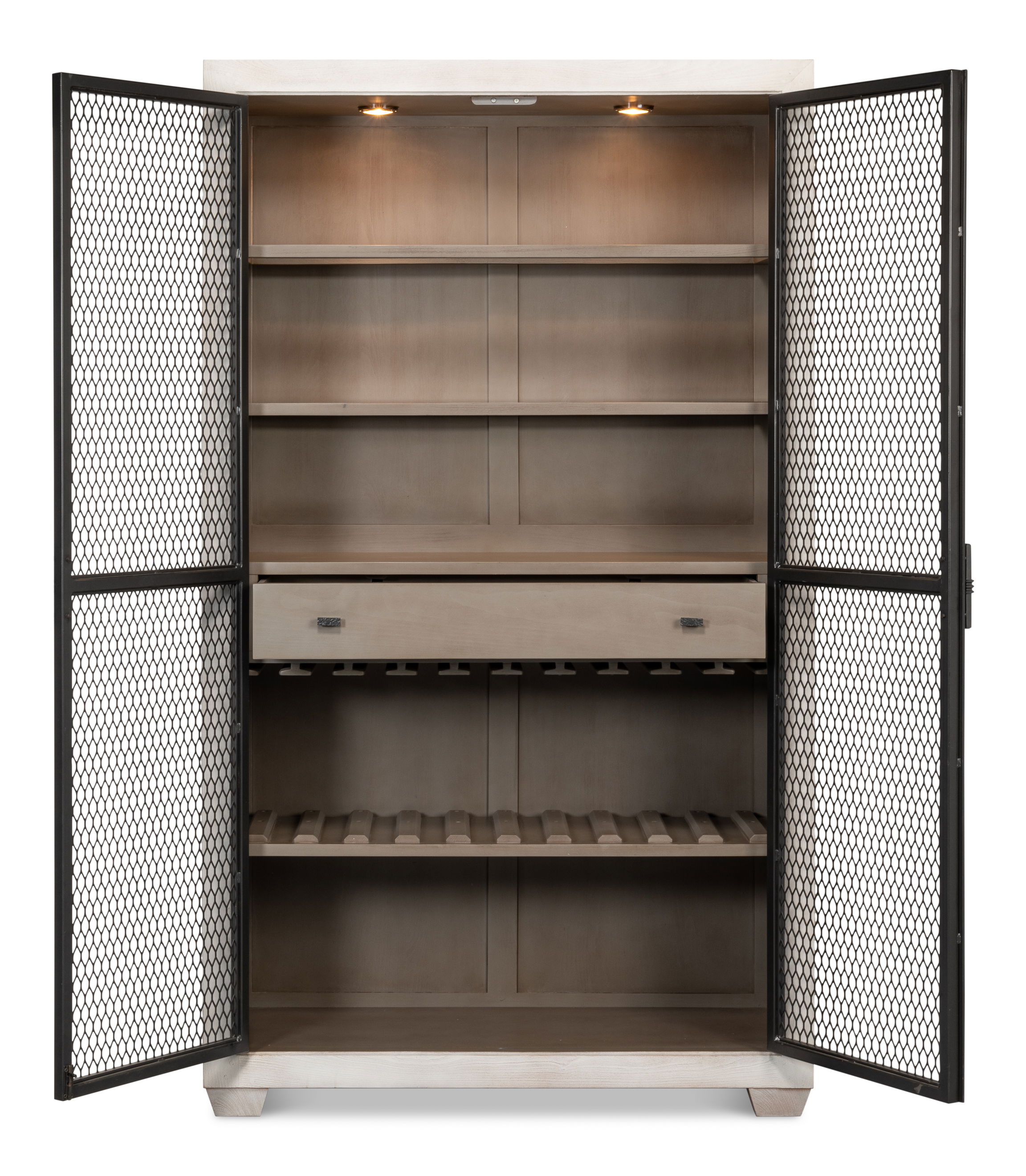 Vineyards Bar Cabinet, Shelving & Bookcase by Sarreid, 48" length x 18" width x 83" height View 9