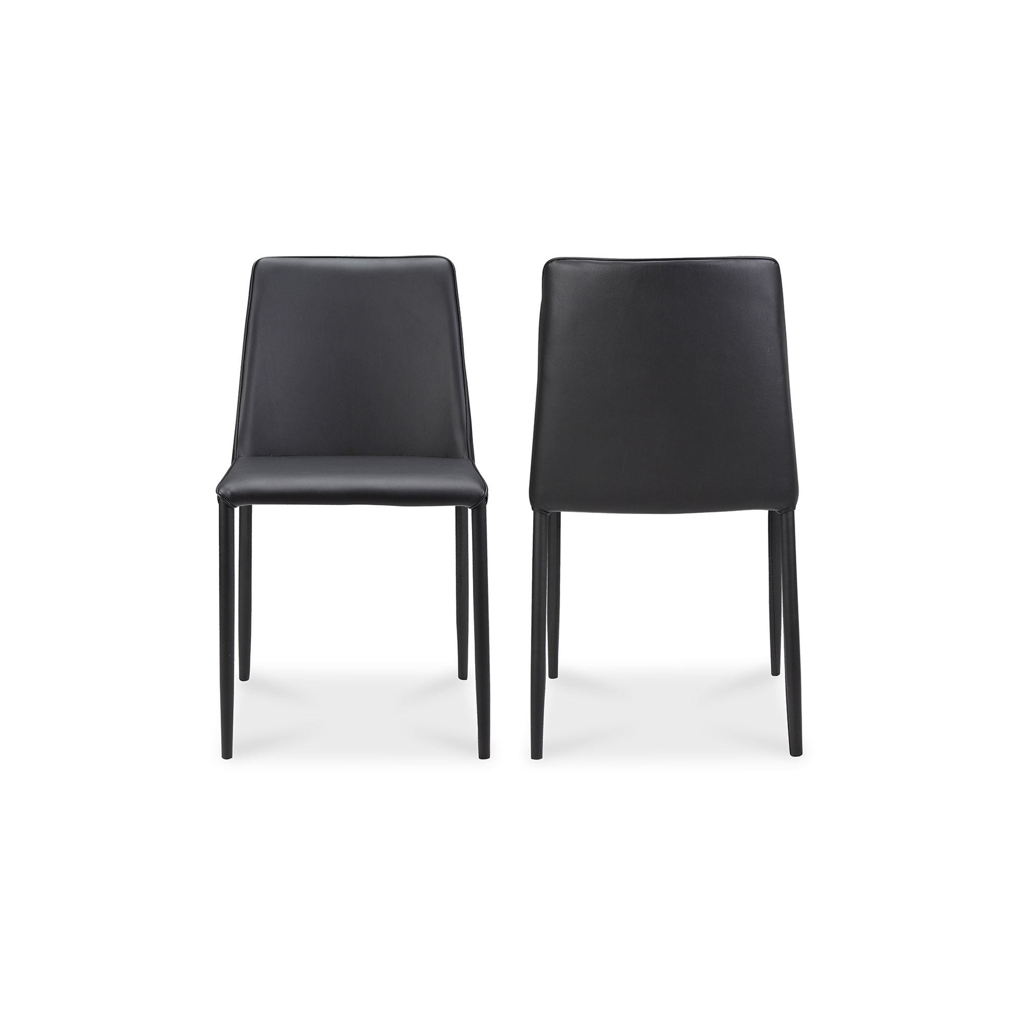 Nora Dining Chair Black Vegan Leather - Set Of Two, by Moe's Home, 17.75" width x 32" height x 22" depth View 3