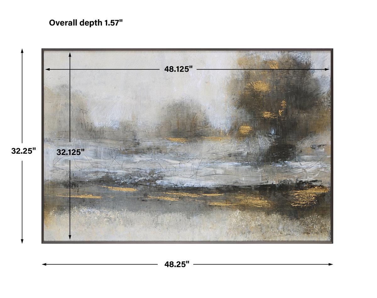 Gilt Misty Landscape Framed Print, Art by Uttermost, 48.25" width x 32.25" height x 1.57" depth View 3