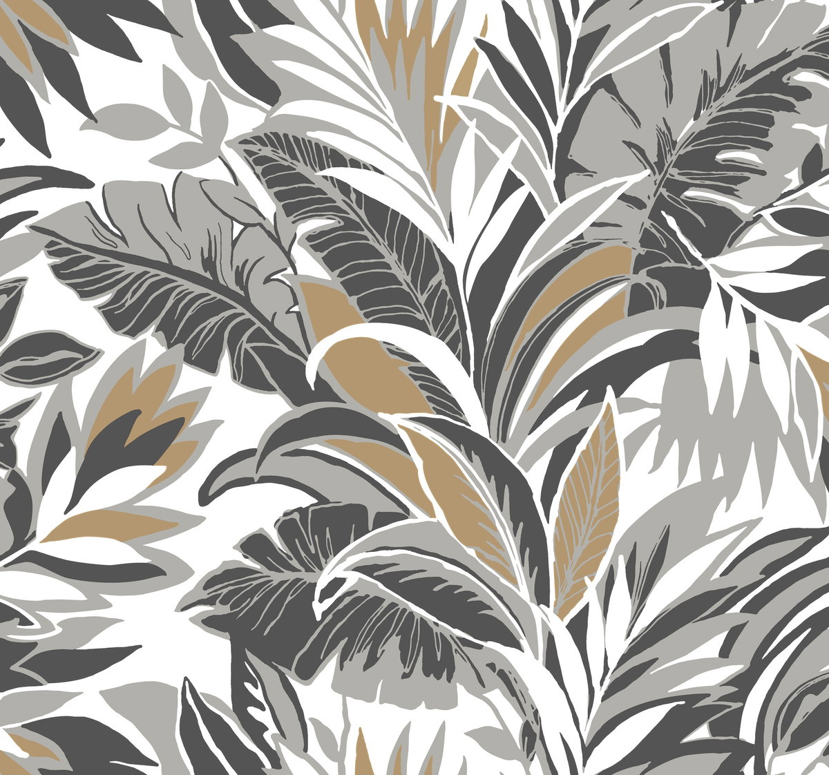 Palm Silhouette Black & Gold Wallpaper, by York Wall, 27' length x 2'3" width x 0.02" depth