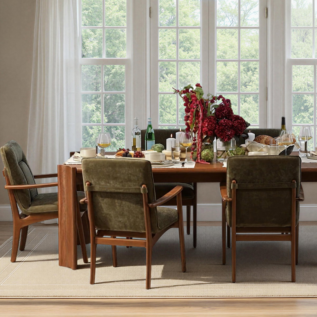 Cadwell Dining Table Brown, by Dovetail, 88.18" width x 30.3" height x 40.9" depth View 5