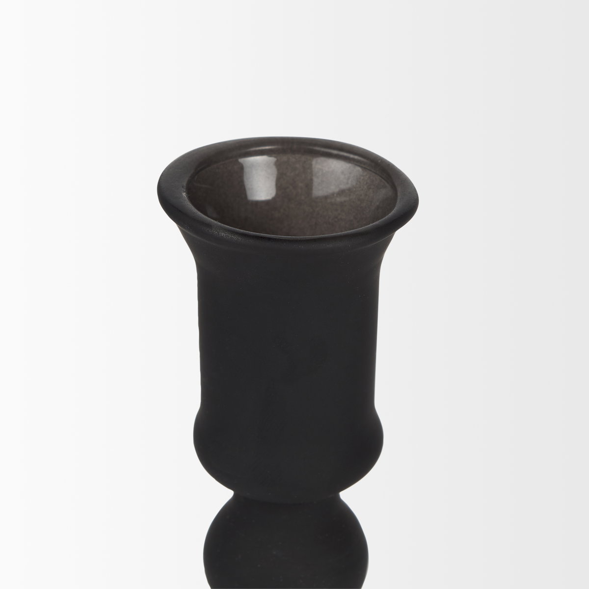 Haute Large Matte Black Blown Glass Candlestick, Candles & Candle Holder by Mercana, 3.98" length x 3.98" width x 11.73" height View 4