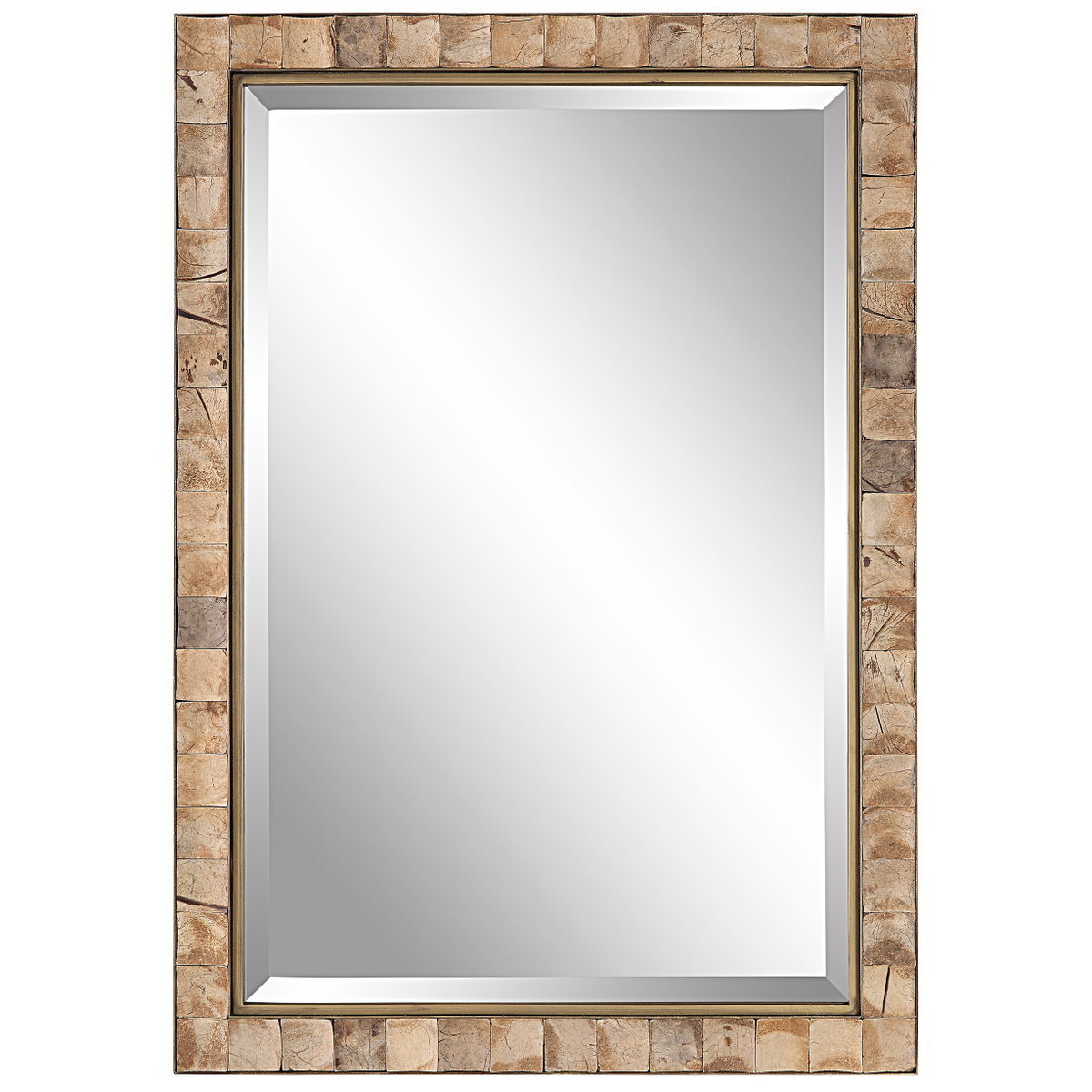 Cocos Coconut Shell Mirror, by Uttermost, 2'3.62" width x 3'3.5" height x 1.12" depth View 1