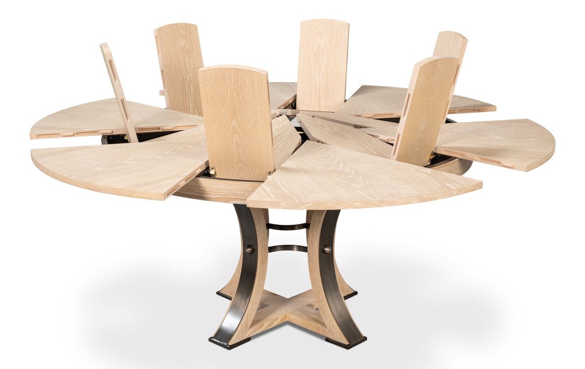 Tower Jupe Dining Table Med Bleached Oak, by Sarreid, 4'7" length x 4'7" width x 2'6" height View 9
