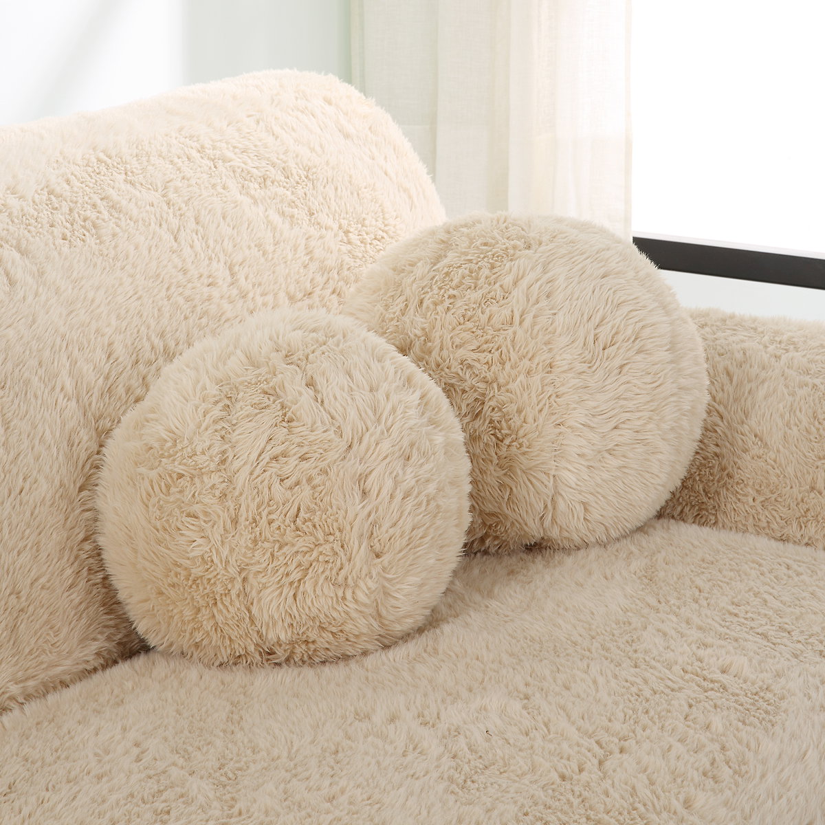 Abide Ball Sheepskin Pillows Set/2, Decorative Pillow by Uttermost, 11" width x 11" height x 11" depth View 2