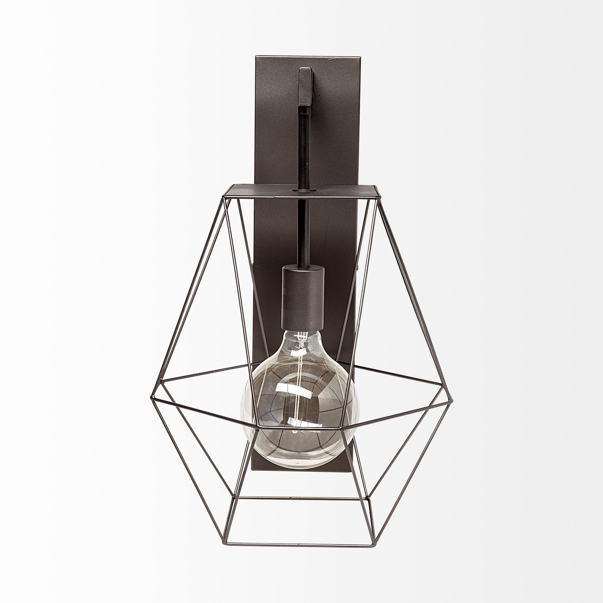 Cordova 12x19 Gray Metal Hanging Bulb Caged Wall Sconce large image 