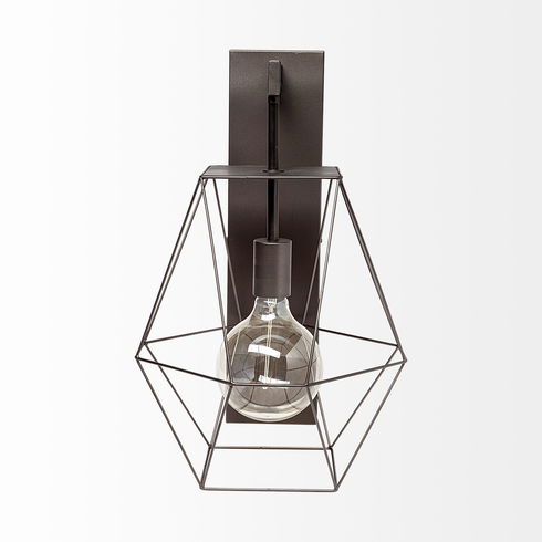 Cordova 12x19 Gray Metal Hanging Bulb Caged Wall Sconce