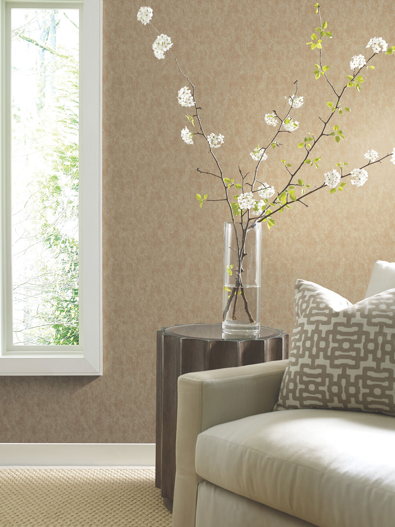 Shimmering Patina Gold on Taupe Wallpaper large image 