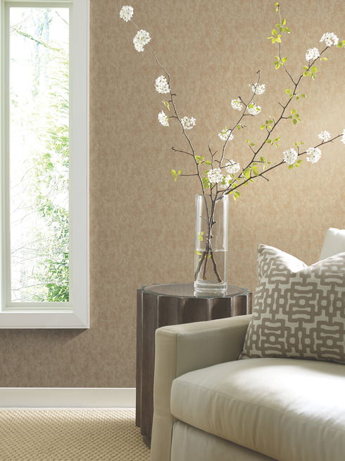 Shimmering Patina Gold on Taupe Wallpaper