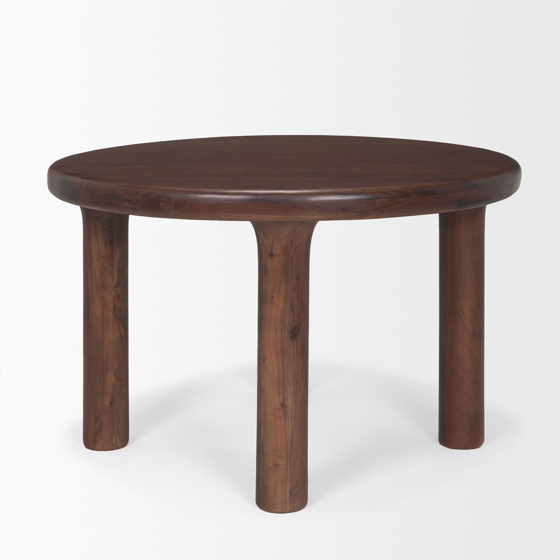 Soma 48' Red Brown Acacia Wood Round Dining Table, by Mercana, 48" length x 48" width x 30" height View 6