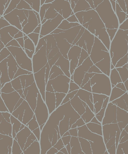 Trees Silhouette Mocha & Silver Wallpaper
