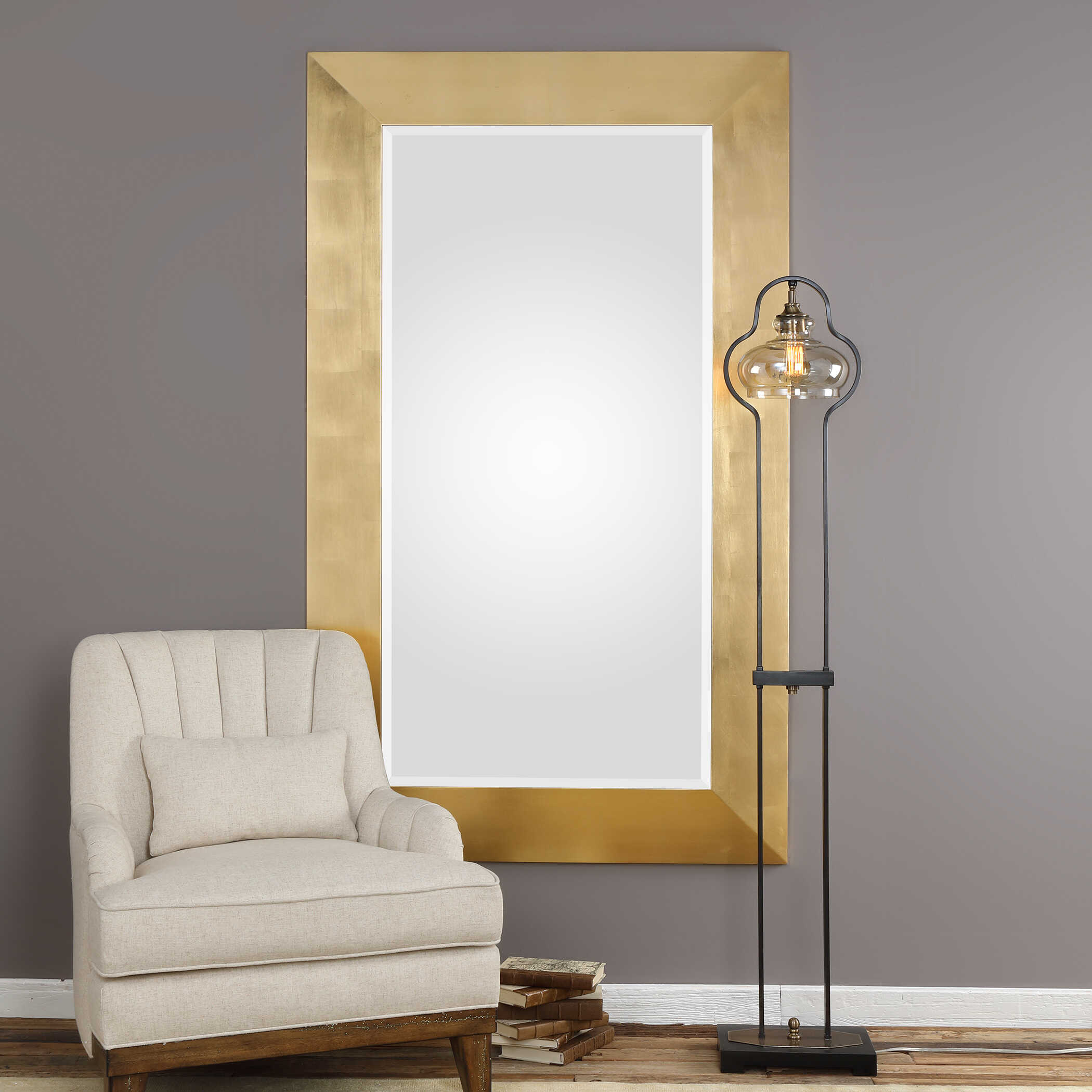 Chaney Gold Mirror, by Uttermost, 43.5" width x 73.5" height x 2.5" depth View 2
