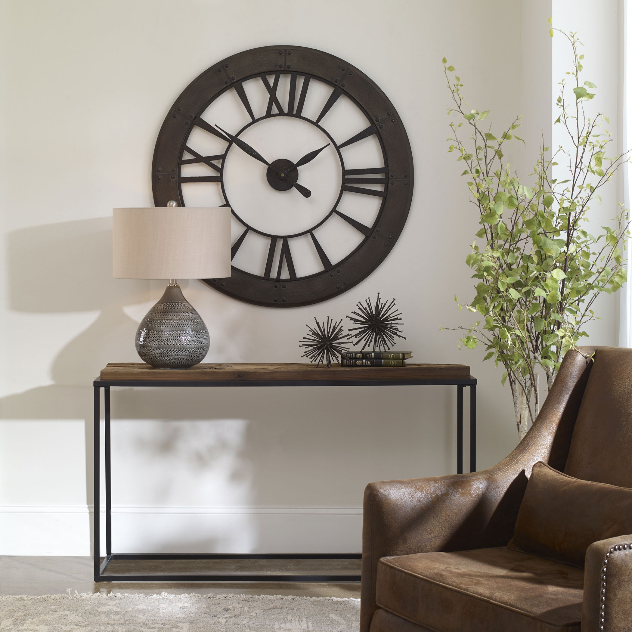 Ronan Wall Clock, by Uttermost, 40" width x 40" height x 1" depth View 2