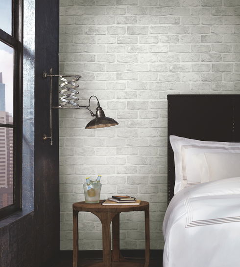 Stretcher Brick Light Grey Peel & Stick Wallpaper