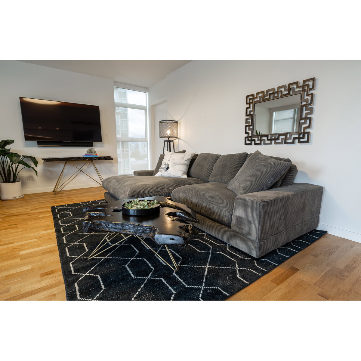 Plunge Sectional Charcoal, Sectional Sofa by Moe's Home, 106" width x 34" height x 46" depth View 9