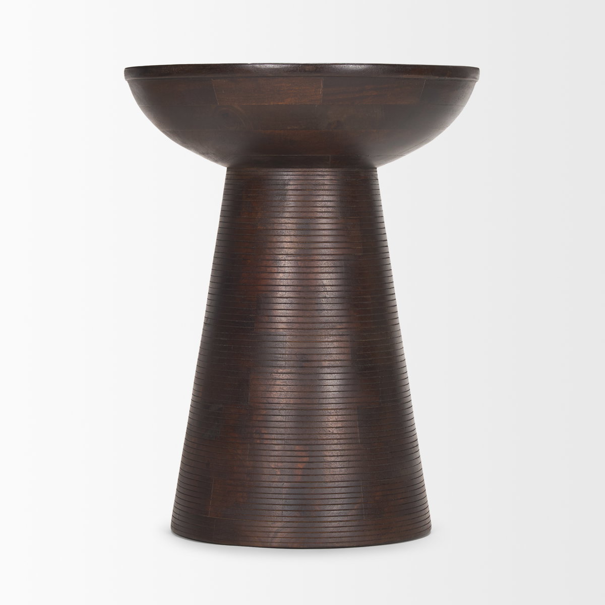 Novell Dark Brown Wood Pedestal Accent Table, Side & End Table by Mercana, 16" length x 16" width x 21" height View 5