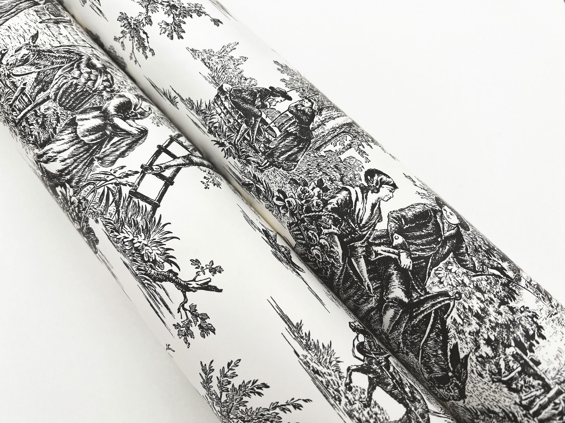 Campagne Toile Black & White Wallpaper, by York Wall, 33' length x 1'8.5" width x 0.02" depth View 2
