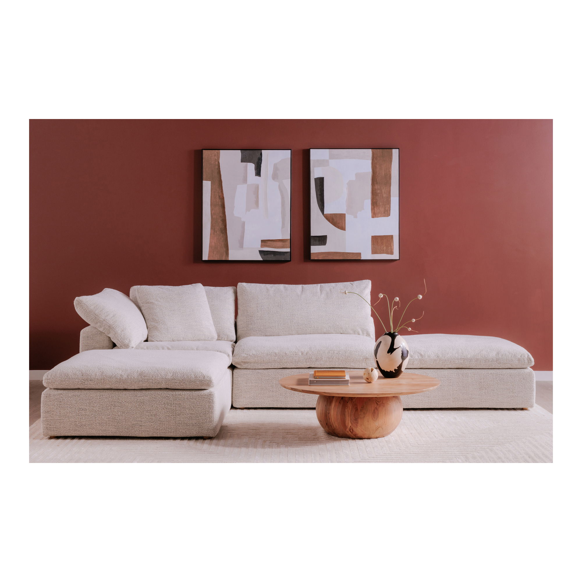 Clay Slipper Chair Coastside Sand, Accent Chair by Moe's Home, 44.5" width x 32.7" height x 44.5" depth View 10