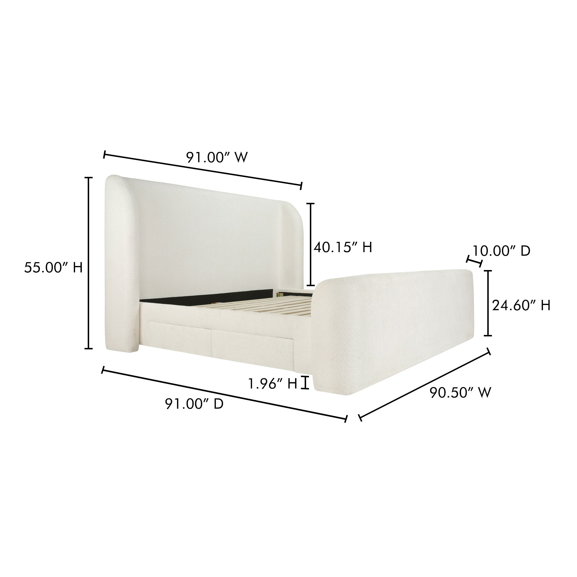 Sophia King Storage Bed Cream large image 