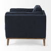 Brooks  Navy Blue Fabric Chair with Medium Brown Wooden Legs thumbnail 5