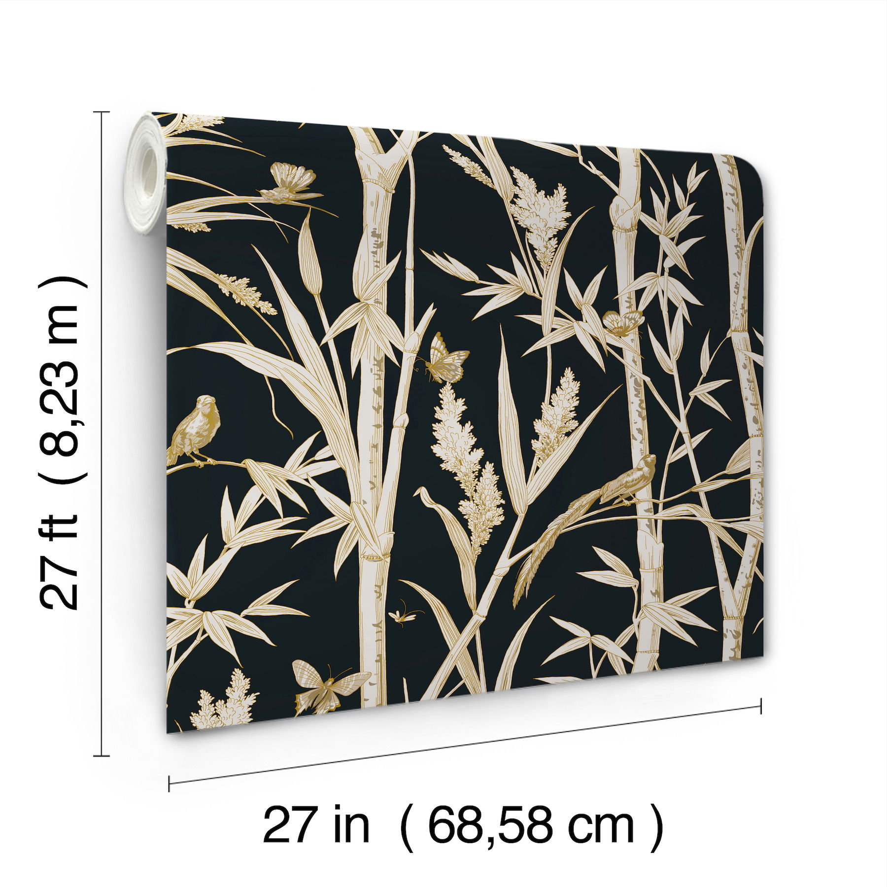 Bambou Toile Black Wallpaper large image 