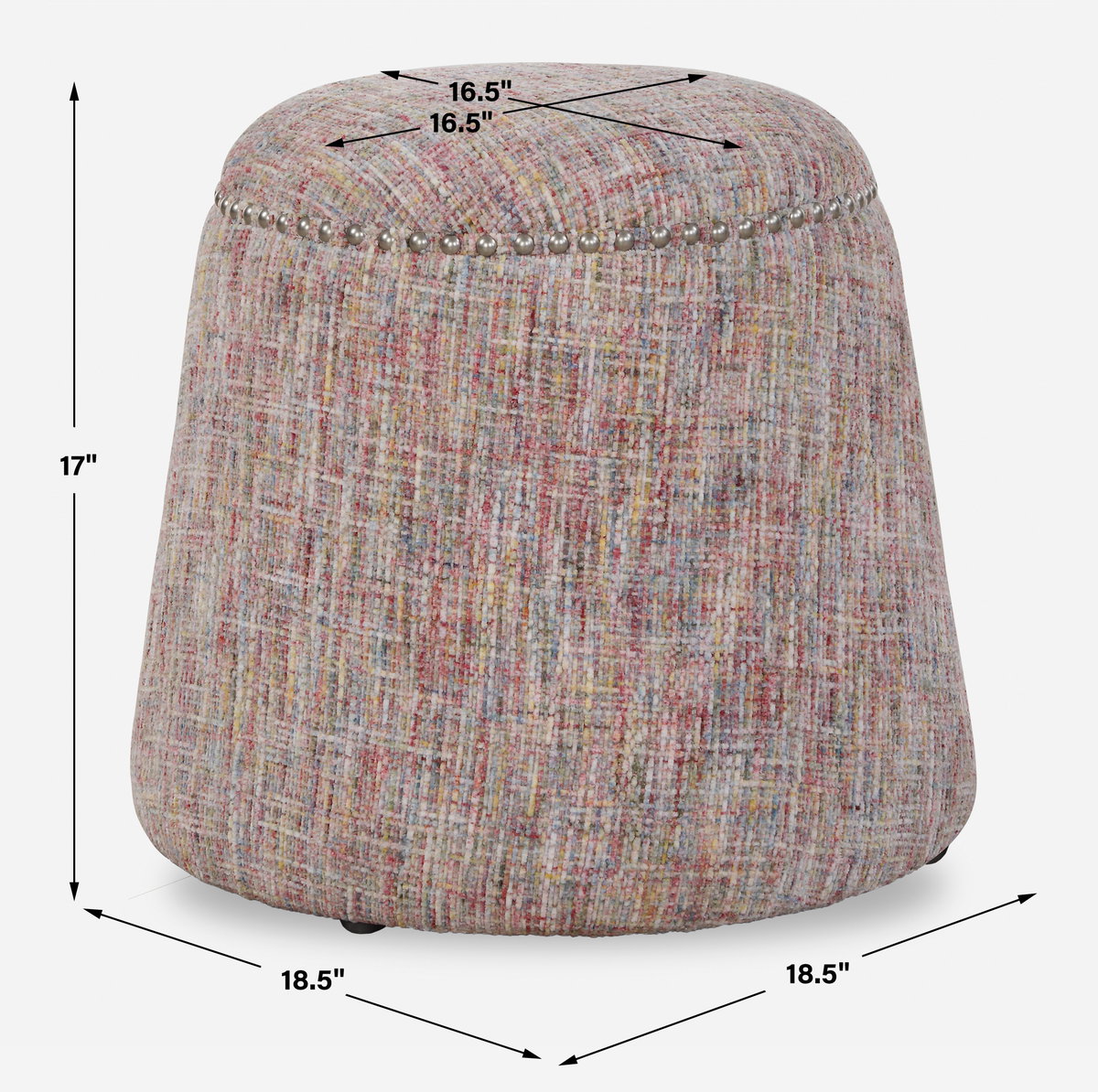 Gumdrop Confetti Chenille Ottoman, by Uttermost, 18.5" width x 17" height x 18.5" depth View 3