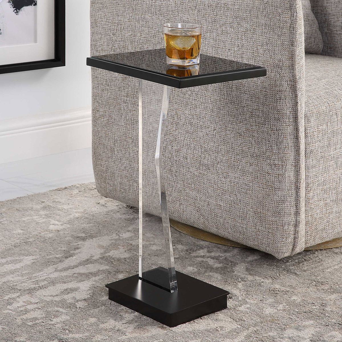 Angle Contemporary Accent Table, Side & End Table by Uttermost, 12.5" width x 22.75" height x 9.62" depth View 2