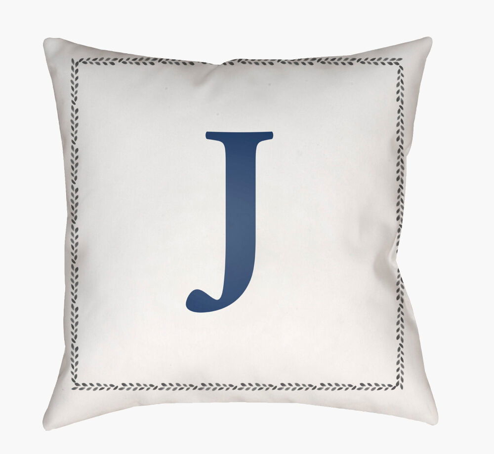 Initials Accent Pillow, Decorative Pillow by Surya, 18" length x 18" width