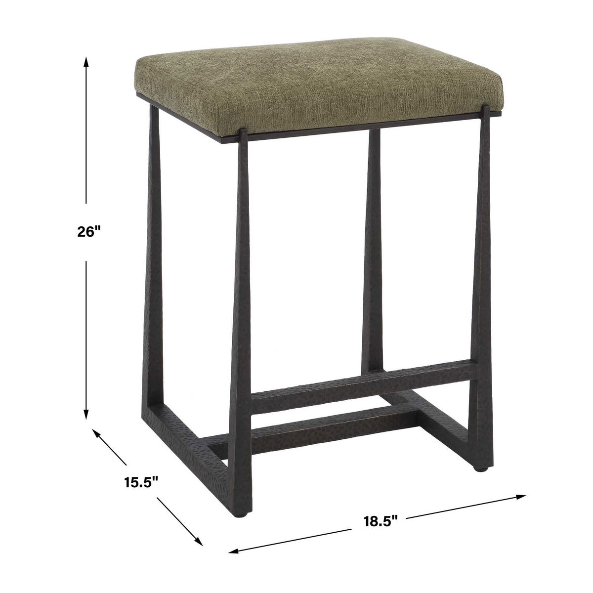 Midas Bronze Counter Stool, Counter & Bar Stool by Uttermost, 18.5" width x 26" height x 15.5" depth View 3