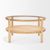 Weslyn Solid Light Brown Wood and Glass Top with Cane Coffee Table, by Mercana, 34.25" length x 34.25" width x 17.25" height thumbnail 3
