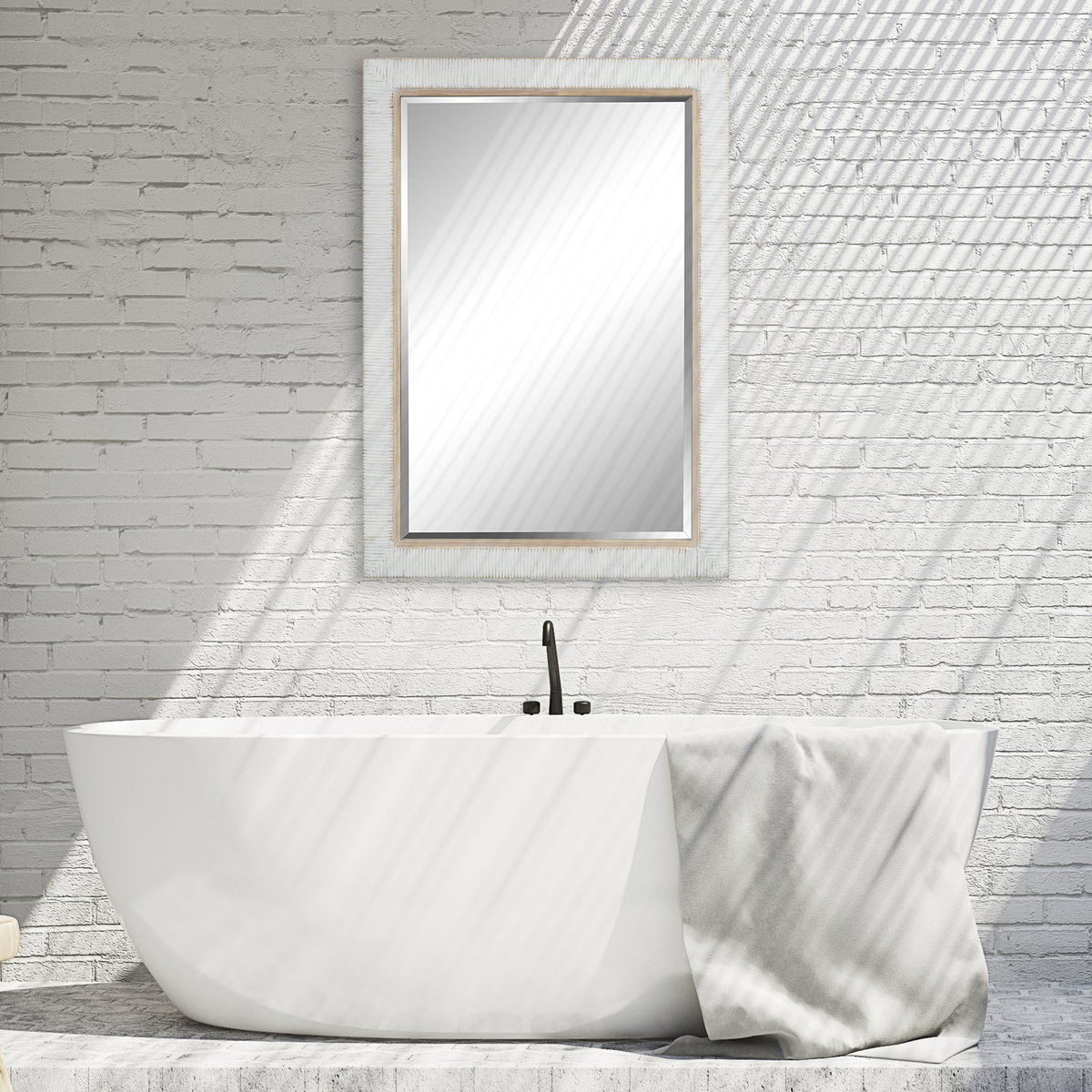 Cape Whitewashed Rattan Mirror, by Uttermost, 28.75" width x 40.87" height x 1.75" depth View 7