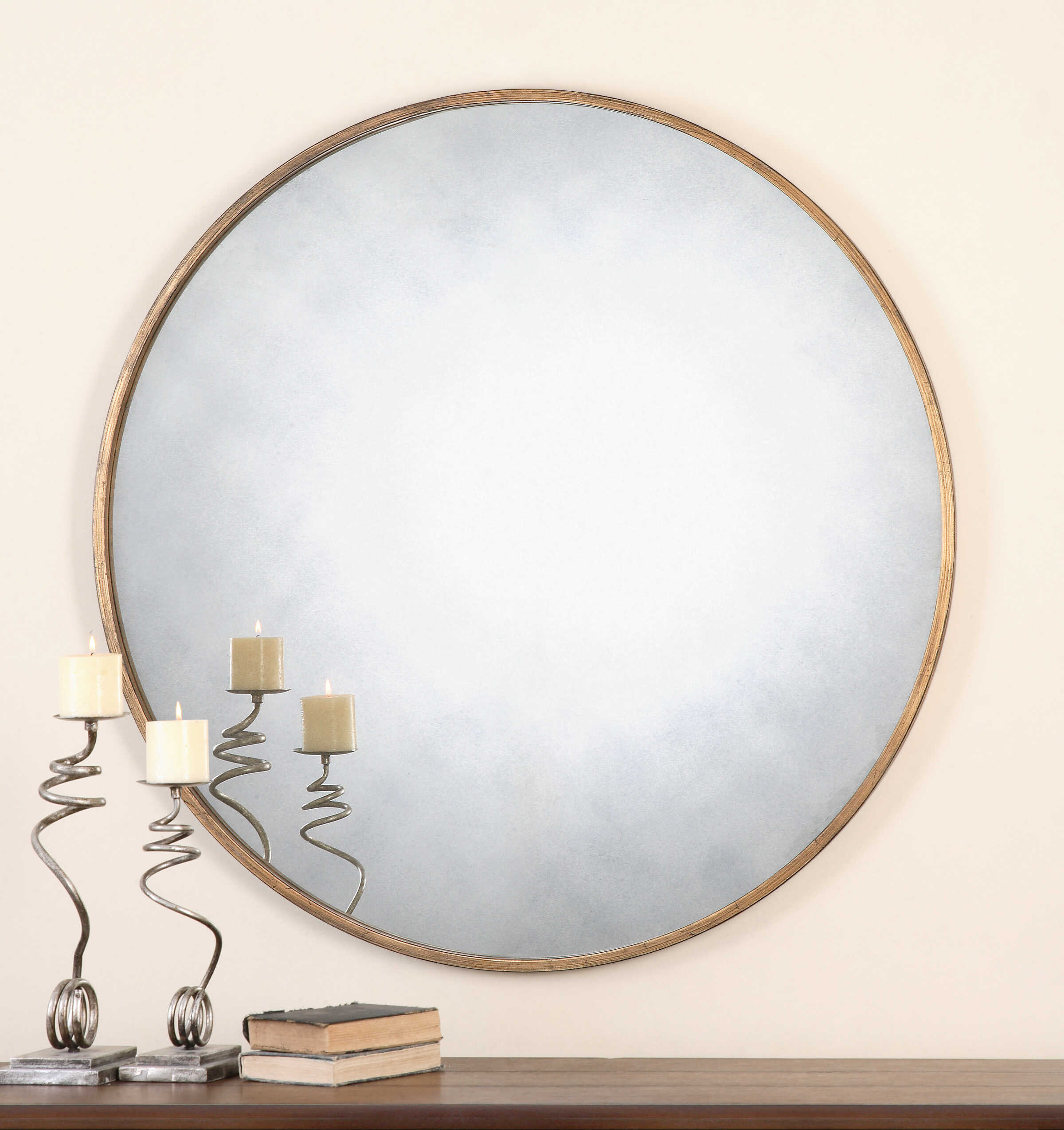 Junius Round Gold Mirror, by Uttermost, 43" width x 43" height x 1.25" depth View 4