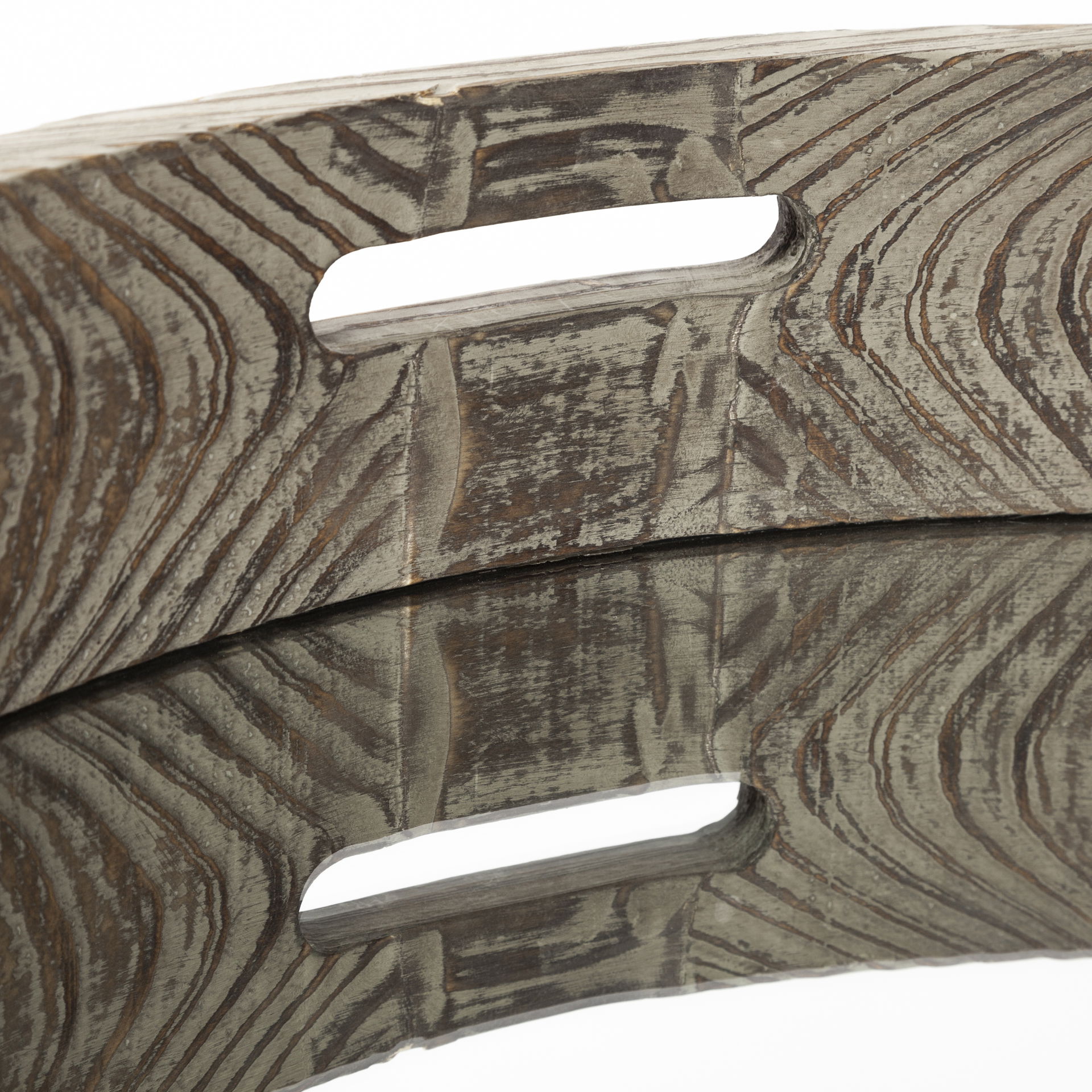 Whittier (Large) 28L x 28W Brown Wooden Mirrored Base Tray, Decorative Tray by Mercana, 27.95" length x 5.02" width x 27.95" height View 5