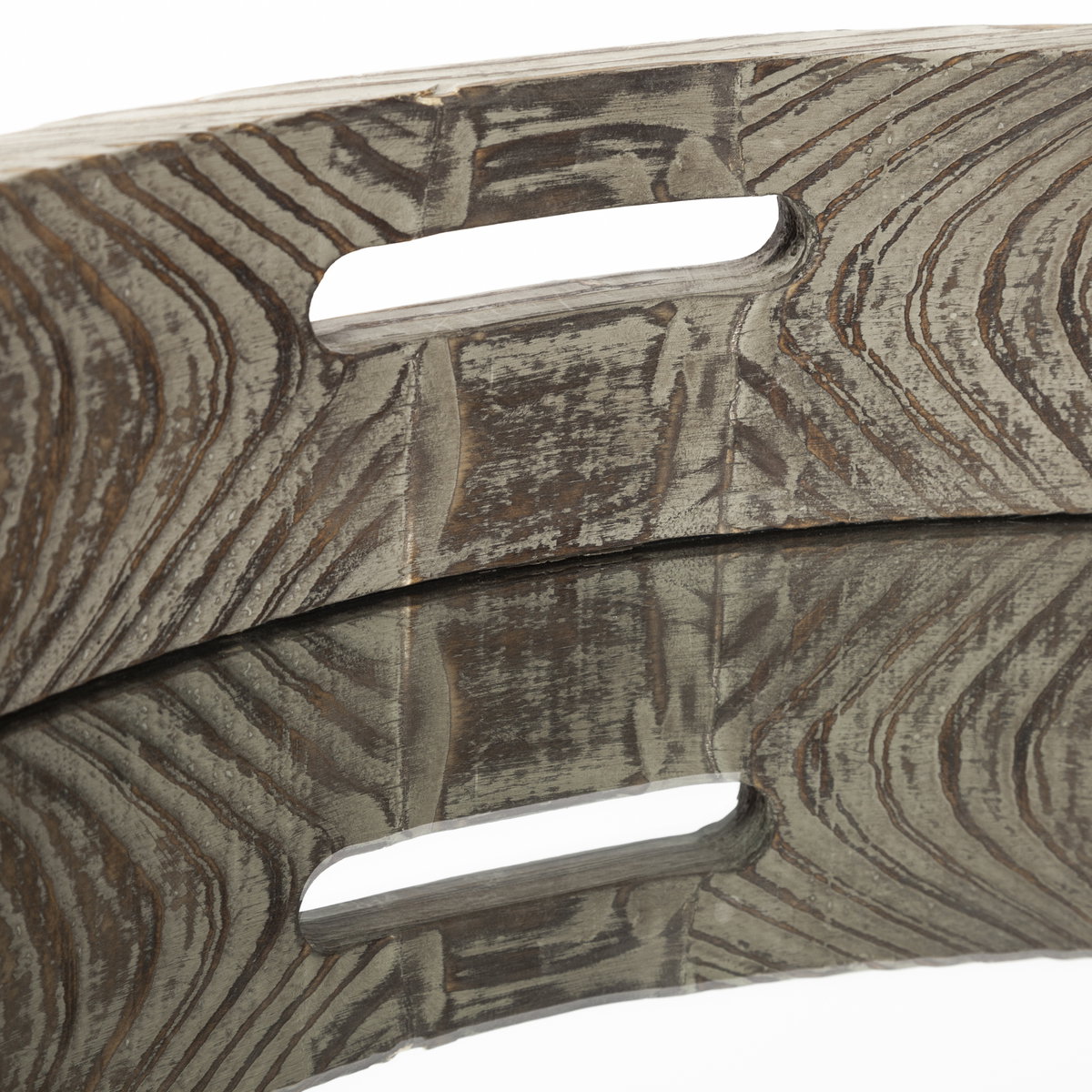 Whittier (Large) 28L x 28W Brown Wooden Mirrored Base Tray, Decorative Tray by Mercana, 27.95" length x 5.02" width x 27.95" height View 5