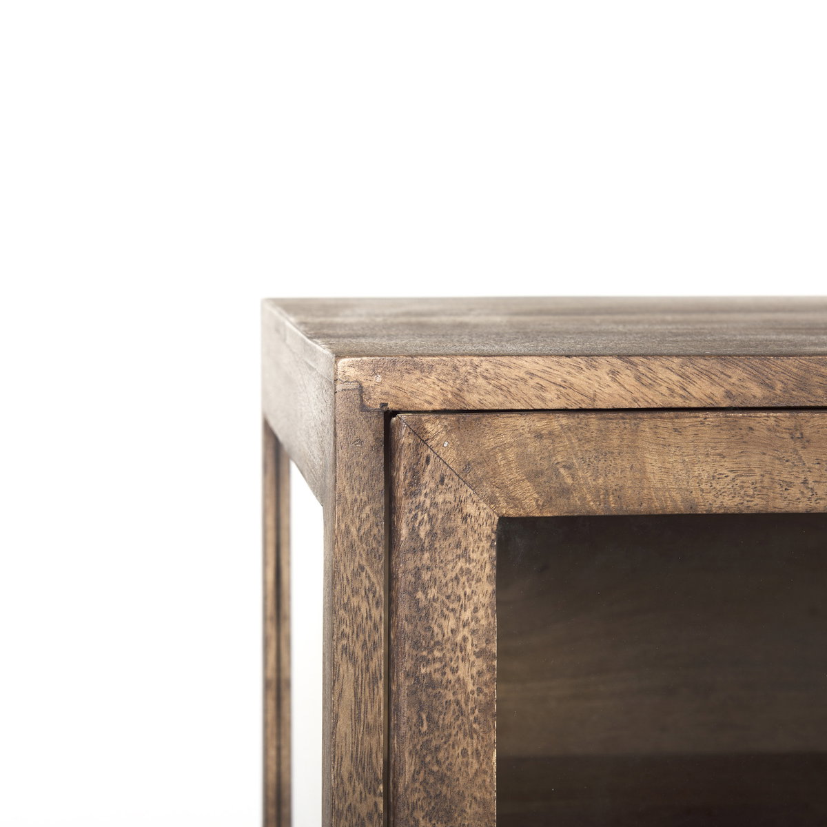 Arelius 70L x 18.75W x 32H Medium Brown, Black Metal Base with 4 Glass Door Cabinets Sideboard, Sideboards & Buffet by Mercana, 70" length x 18.75" width x 32" height View 8