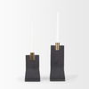Polli Matte Black with Brushed Gold Metal Taper Candleholders (Set of 2), Candles & Candle Holder by Mercana, 4.33" length x 4.15" width x 11.4" height thumbnail 6