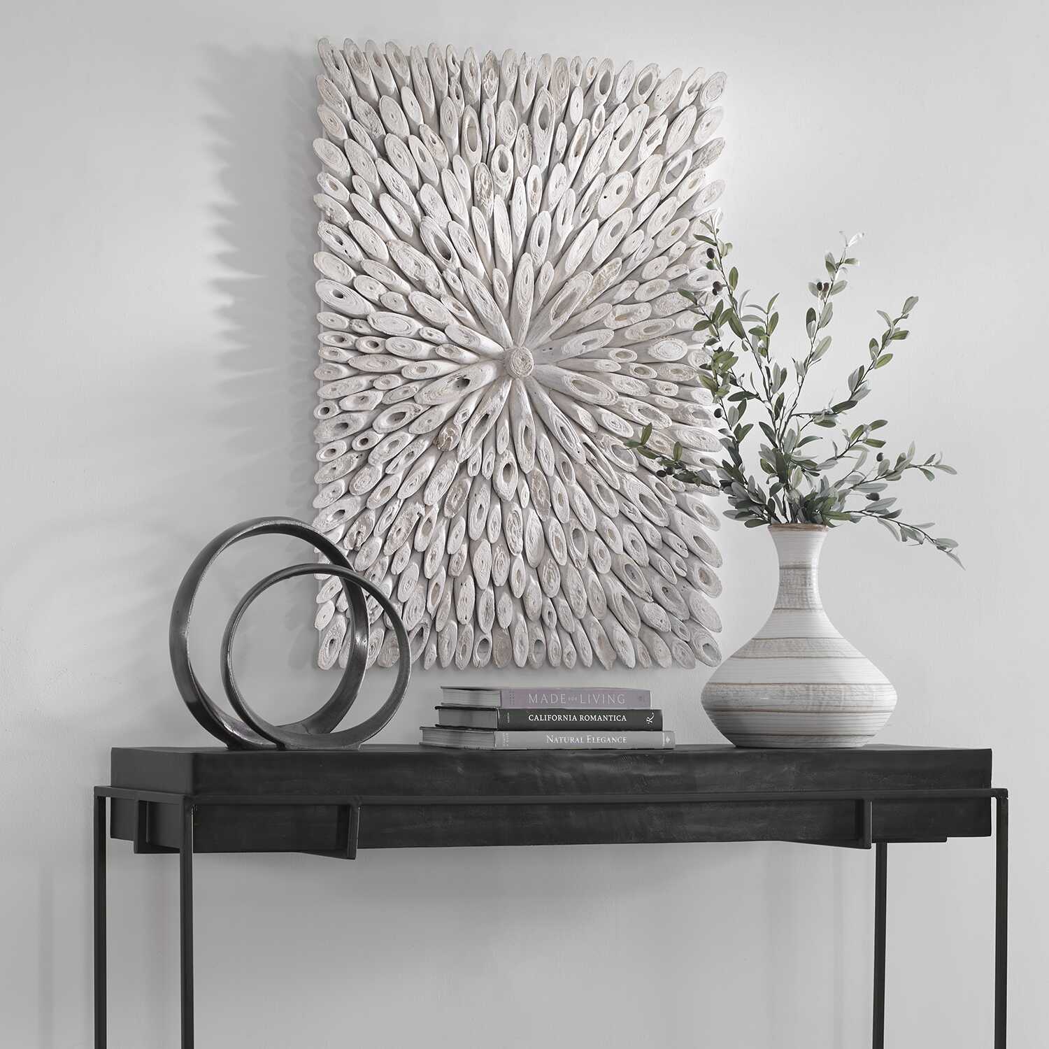 Bahama Wood Whitewashed Wall Decor, Sculptural Wall Art by Uttermost, 39.37" width x 29.5" height x 1.4" depth View 4