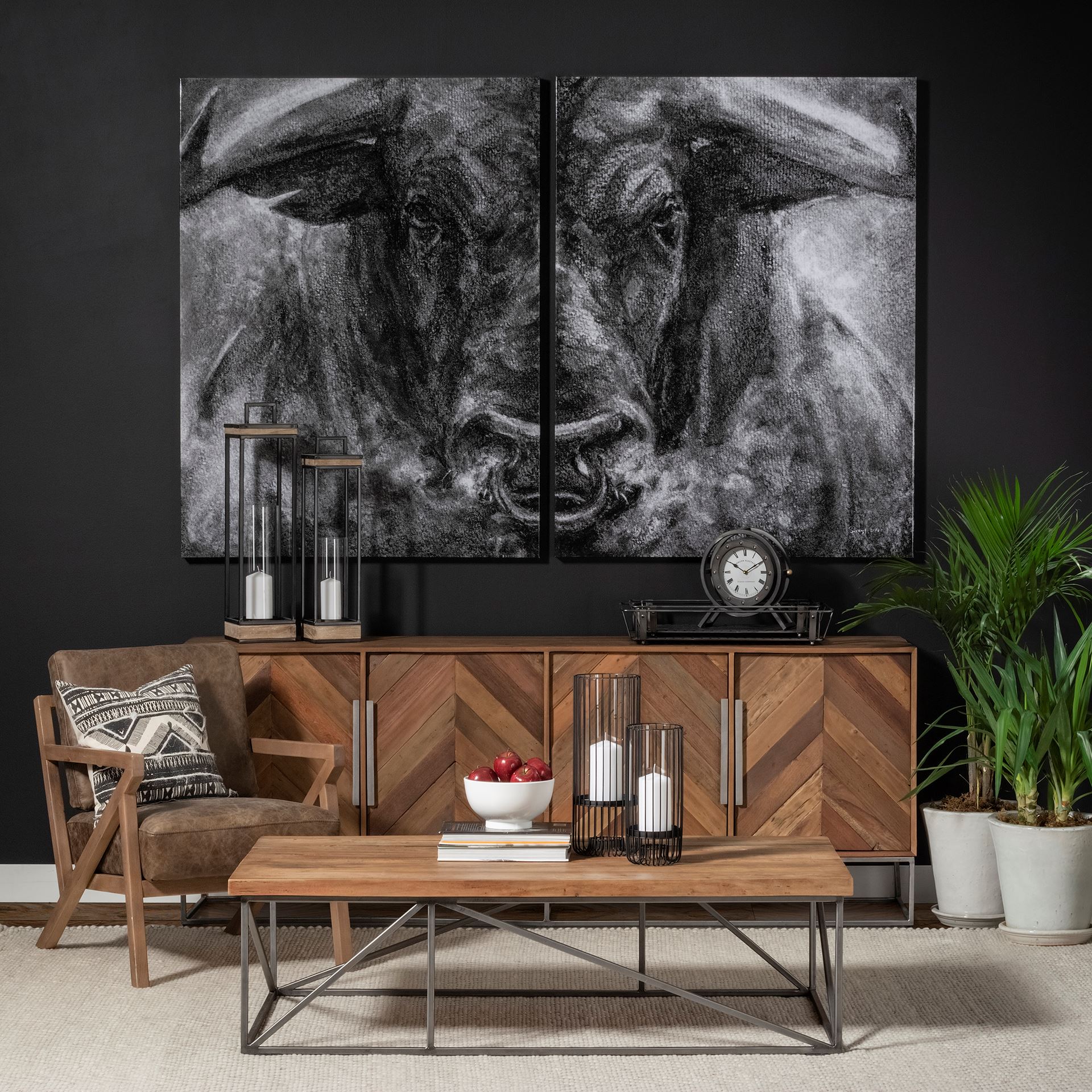 Gaston Gray Metal Circular Table Clock, by Mercana, 11.81" length x 3.15" width x 11.42" height View 2