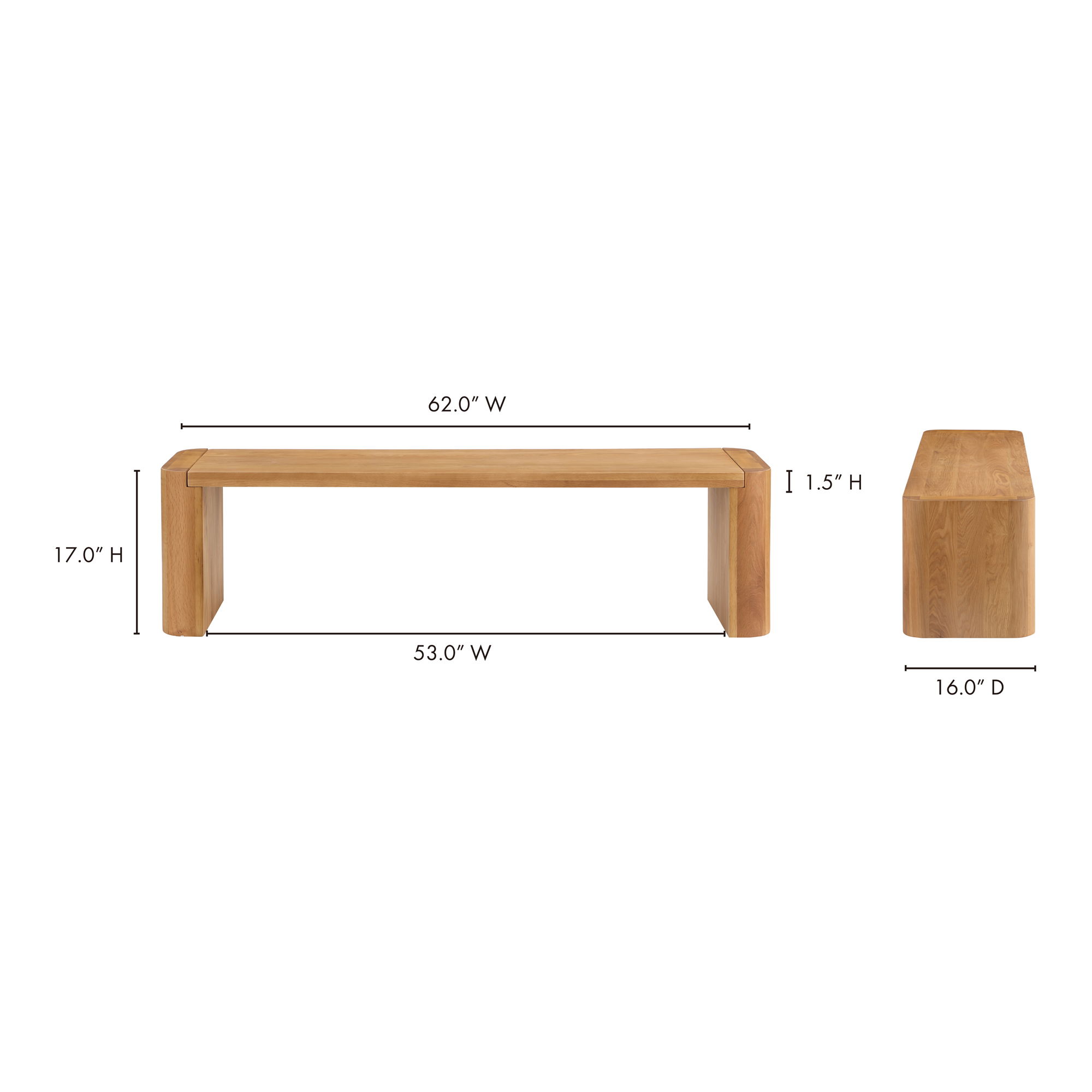 Post Small Dining Bench Natural large image 