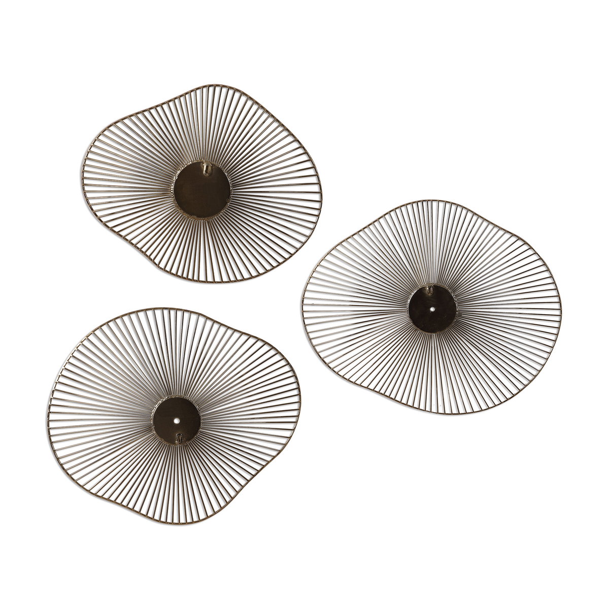 Avarie Gold Metal Wall Art Set/3, Sculptural Wall Art by Uttermost, 25" width x 20.5" height x 3" depth View 6