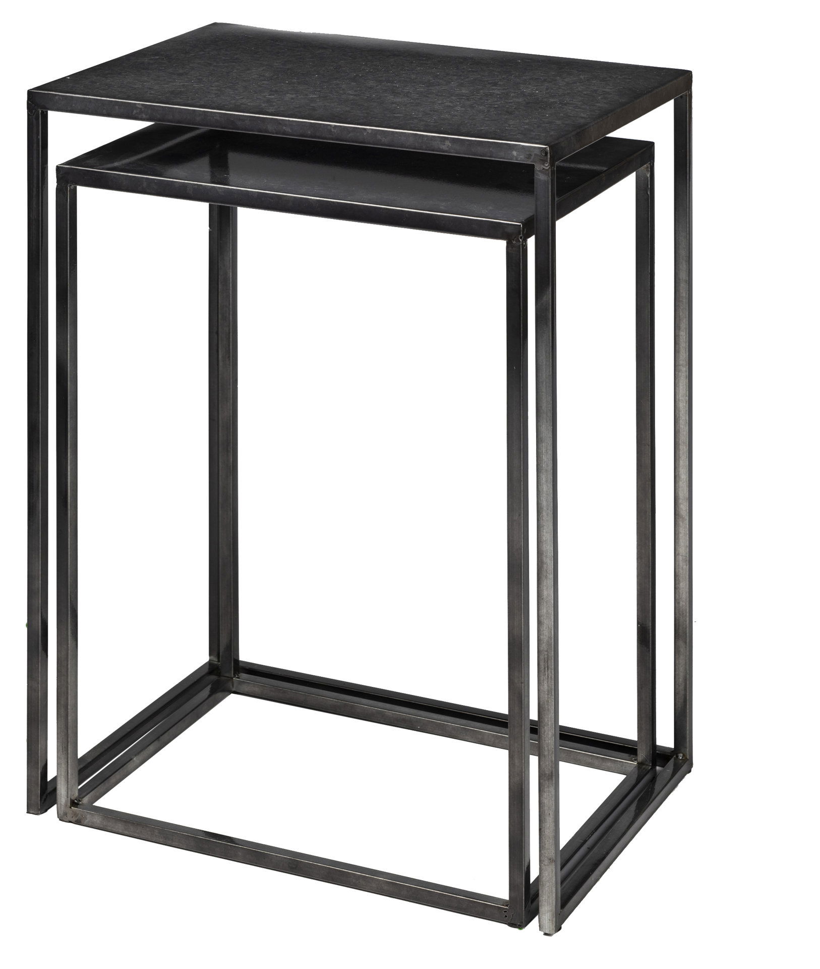 Kasey (Set of 2)  Galvanized Metal Nesting Accent Tables, Side & End Table by Mercana, 17.72" length x 12.6" width x 24.41" height View 8