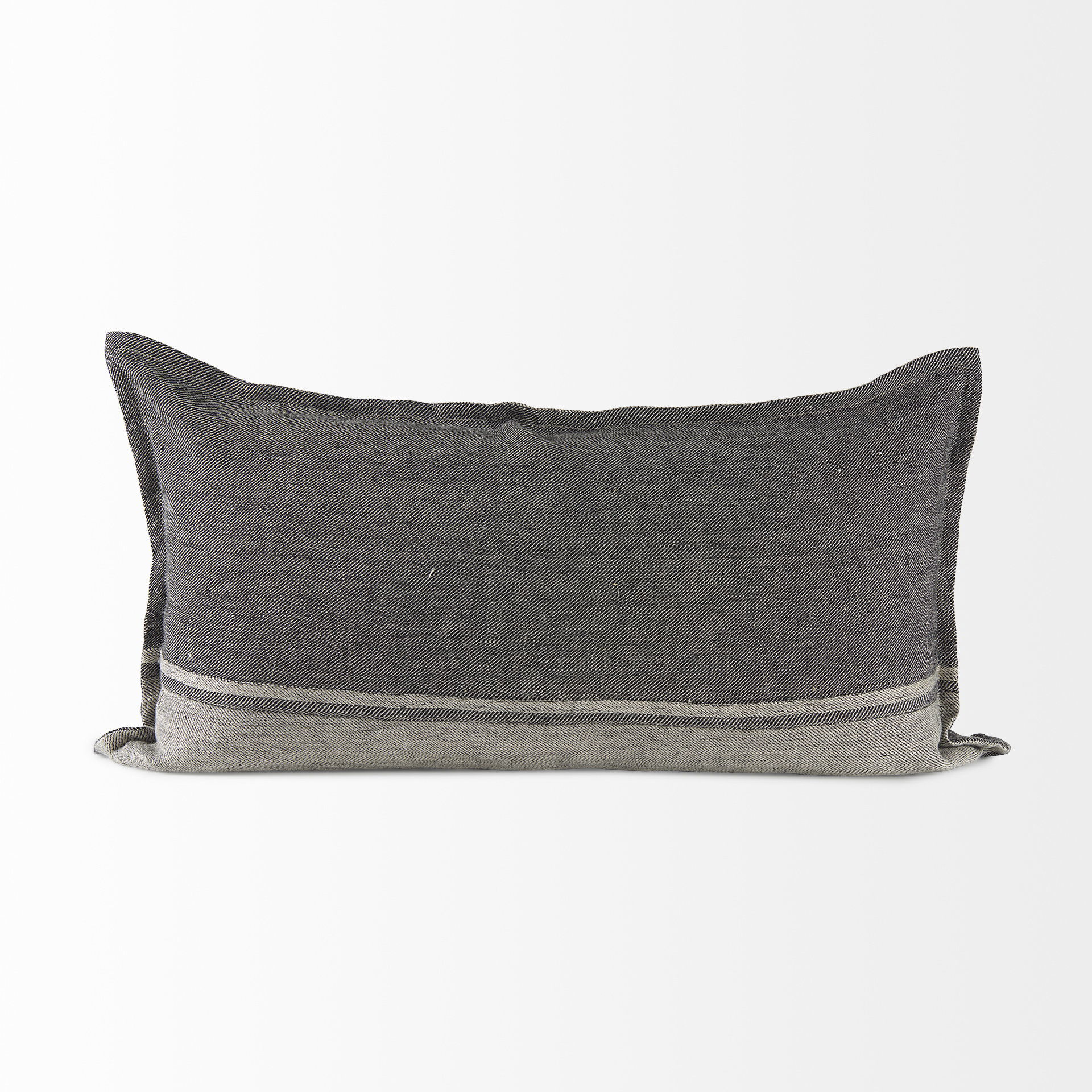 Zadie 14L x 26W Light Gray and Dark Gray Fabric Color Blocked Decorative Pillow Cover, by Mercana, 14" length x 26" width x 0.2" height View 8