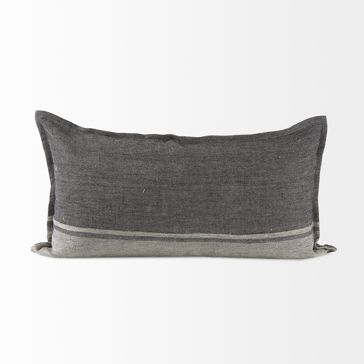 Zadie 14x26 Light Gray and Dark Gray Fabric Color Blocked Decorative Pillow Cover, by Mercana, 14" length x 26" width x 0.2" height View 8